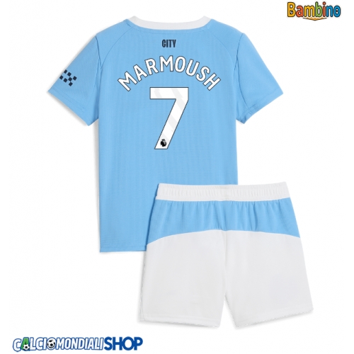 Maglie da calcio Manchester City Omar Marmoush #7 Prima Maglia Bambino 2025-26 Manica Corta + Pantaloni corti)